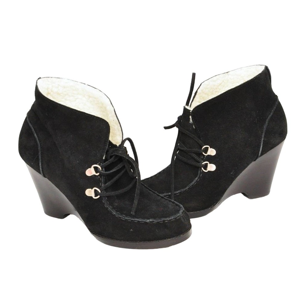 MICHAEL Michael Kors WENDI Suede Bootie Platform Wedge Heel Boot Black 6.5 Nib